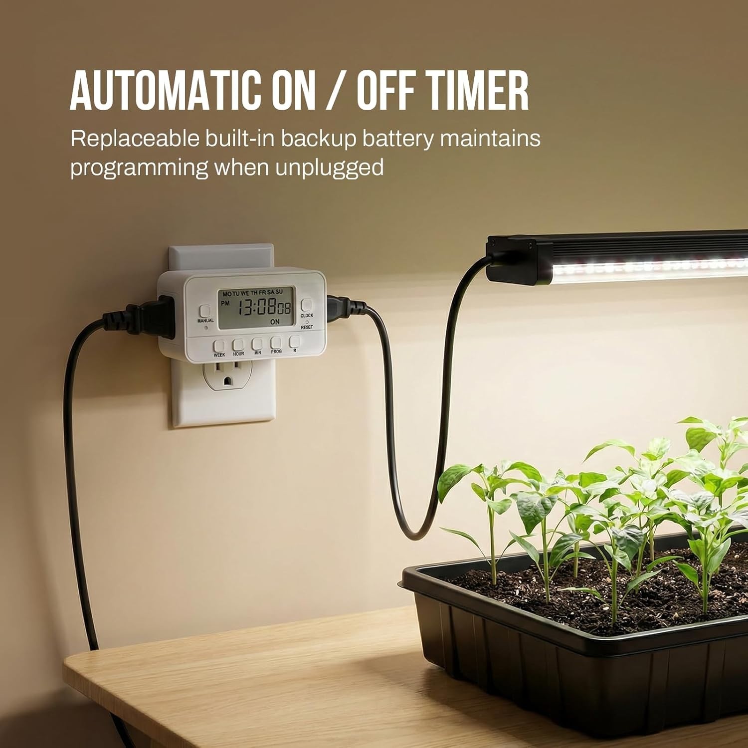 STANLEY 2-Outlet Weekly Digital Timer, Easy Set, Built-In Backup Battery