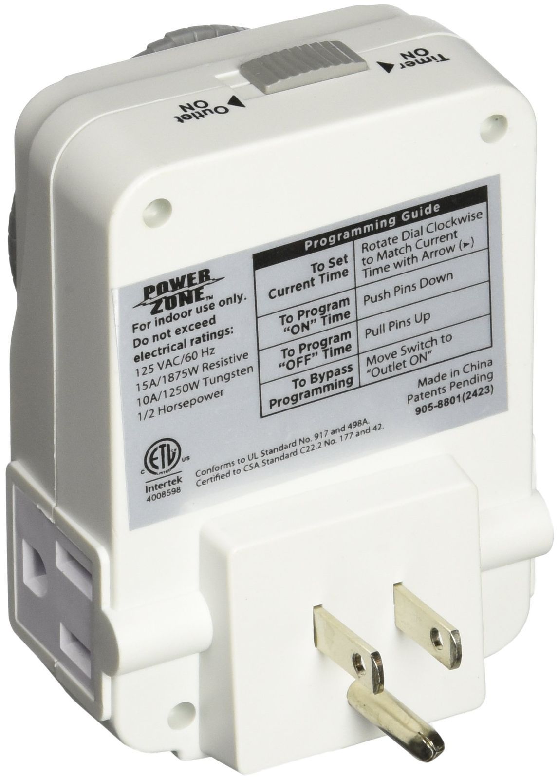 Outlet Timer Two Plugs Grounded 24 Hours Automatic Plug Light Timer Electric NEW