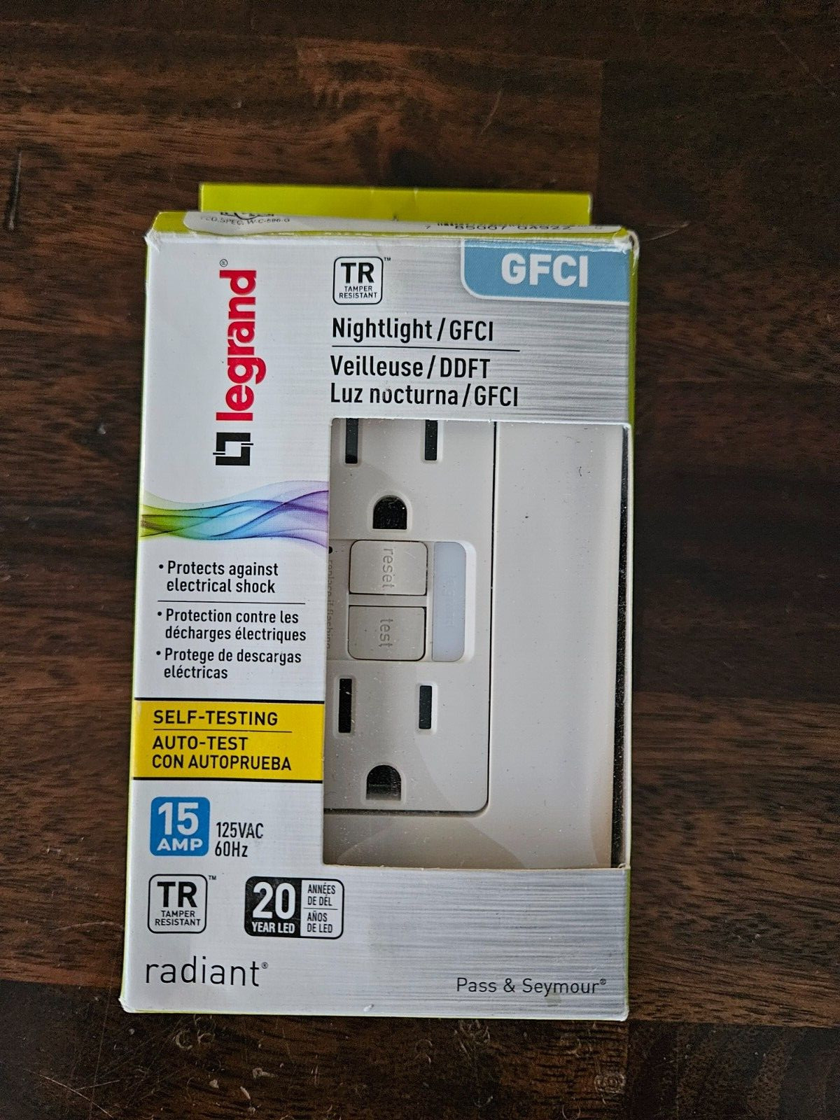 ⚡ Legrand 1597NTLTRLACC4 GFCI Night Light Outlet Almond BRAND NEW SEALED ⚡