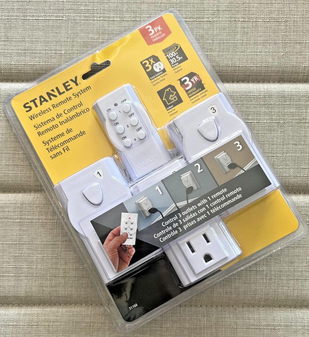 NEW Stanley Wireless Remote System 100ft Range/Indoor/3 Outlets-PK305/SK236