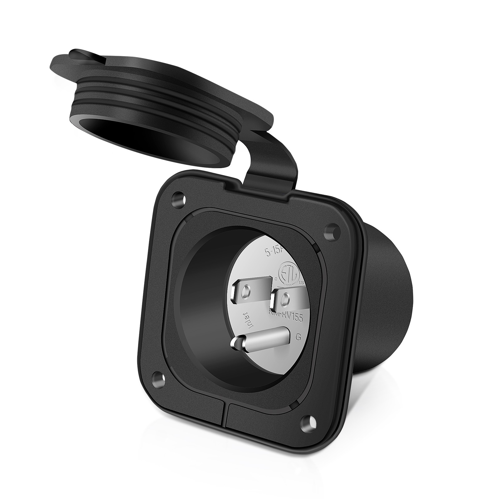 125V AC Port Shore 15A Power Plug Electrical Outlet Flanged Inlets for RV Boat