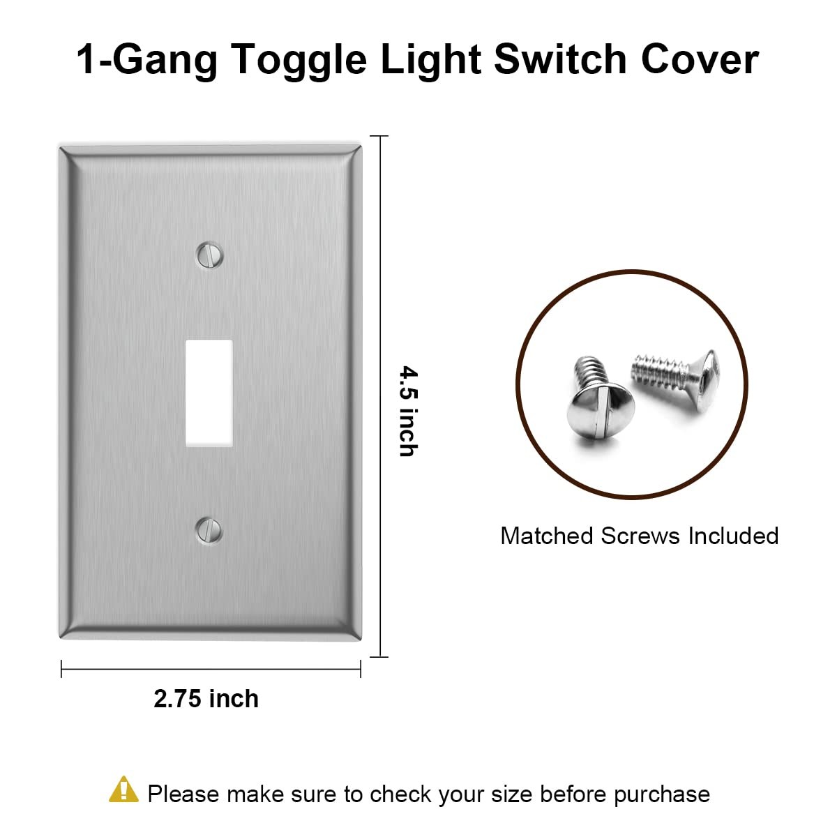 20-Pack Single Toggle 1-Gang Wall Switch Plate Cover Stainless Steel Light Sw…