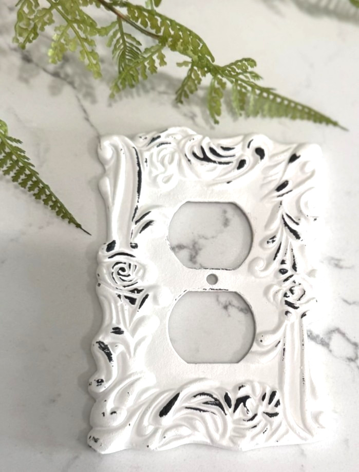 ATQ Ornate Outlet Wall Plate Cover FILIGREE Cast Iron Metal Farmhouse-Vintage