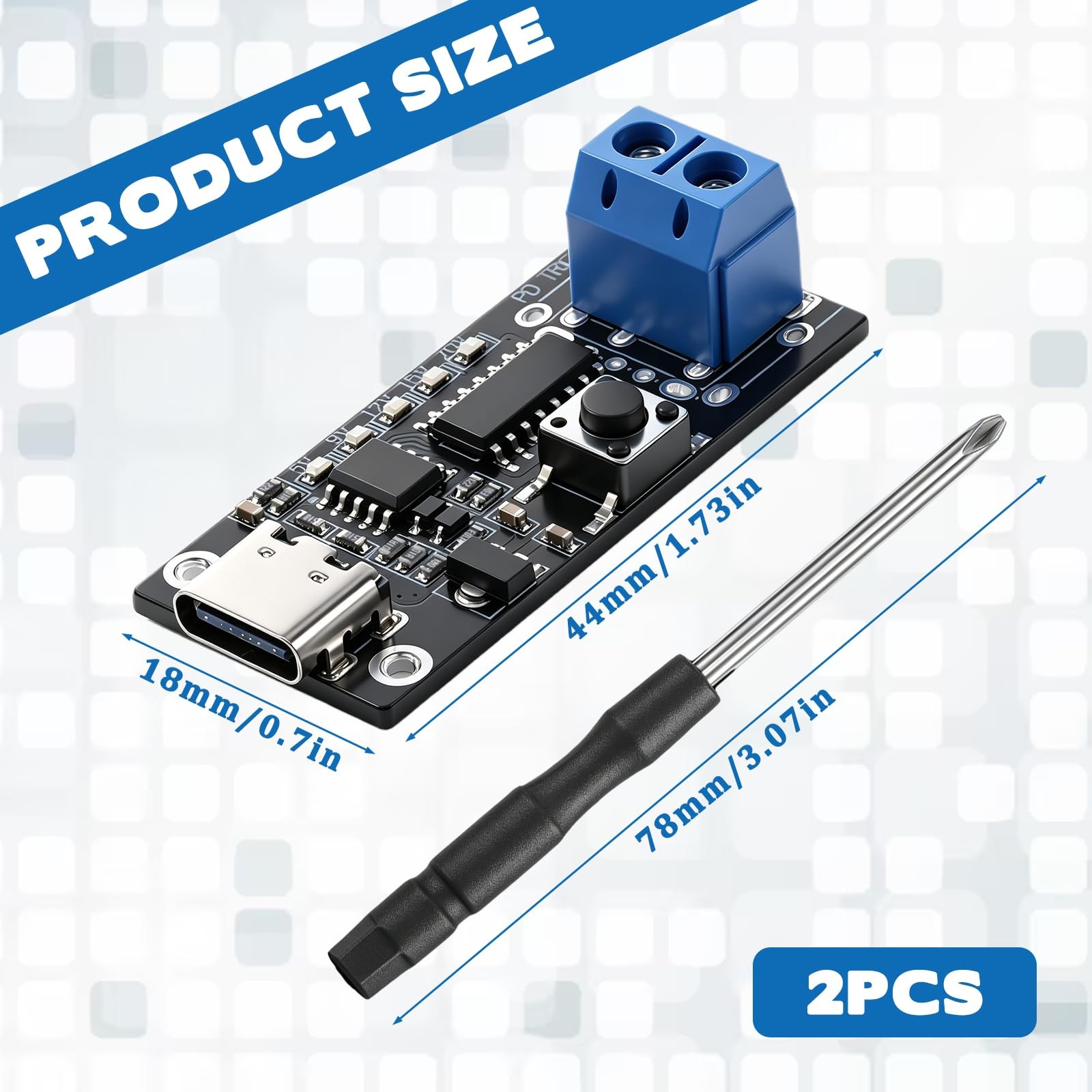 2PCS 100W 5A USB-C Fast Charge Module Type-C Female -Terminal Output