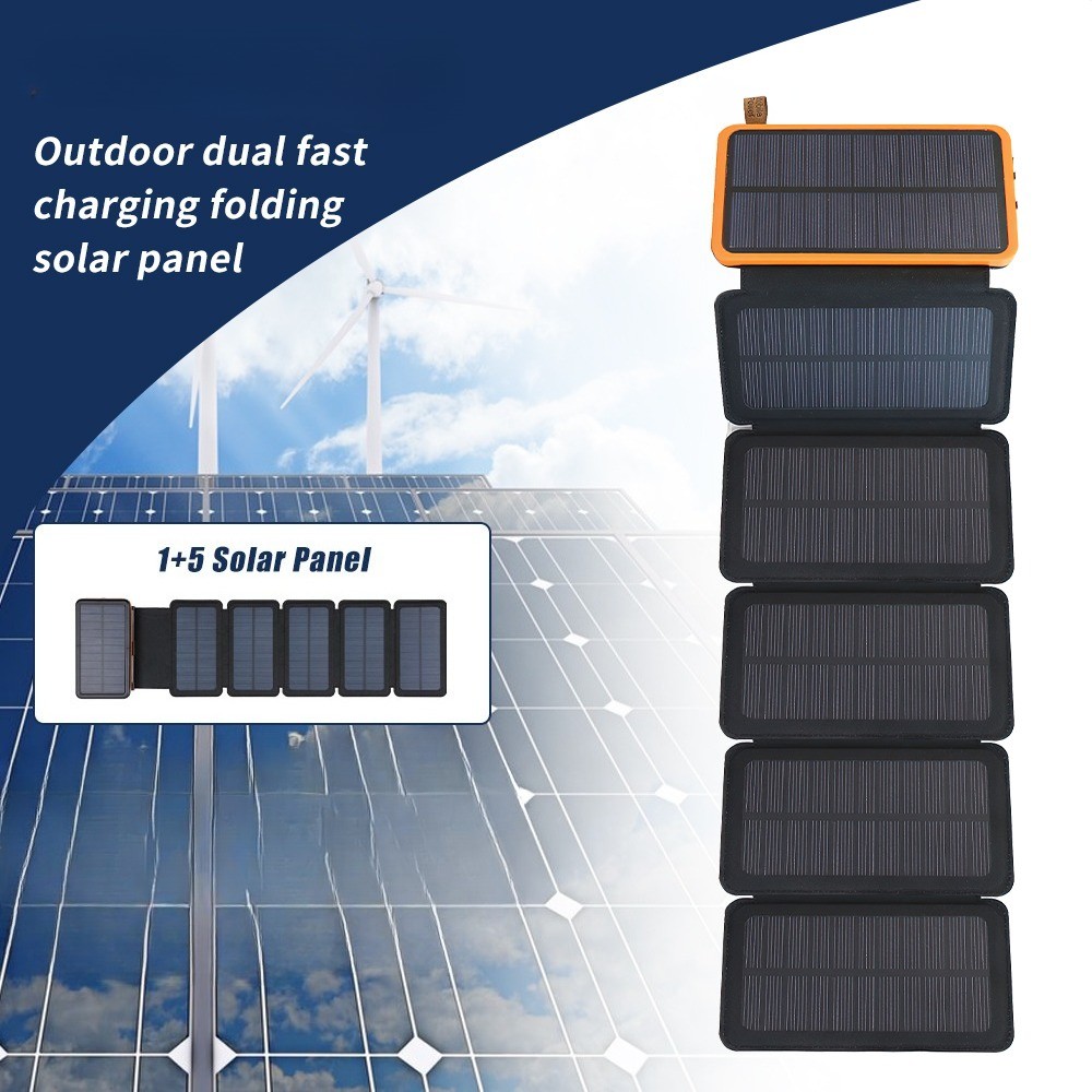 46800mAh Power Bank with 6 Solar Panels Folding Portable Charger for Cell Phone