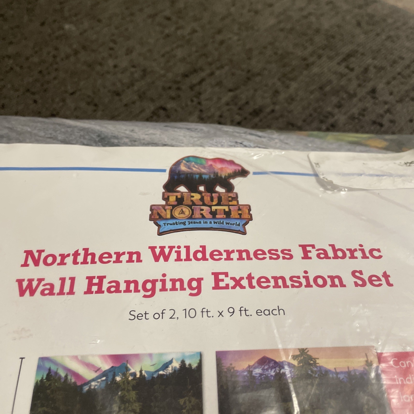 Northern wilderness fabric wall hanging extension set. Set of two, 10ft X 9ftnew