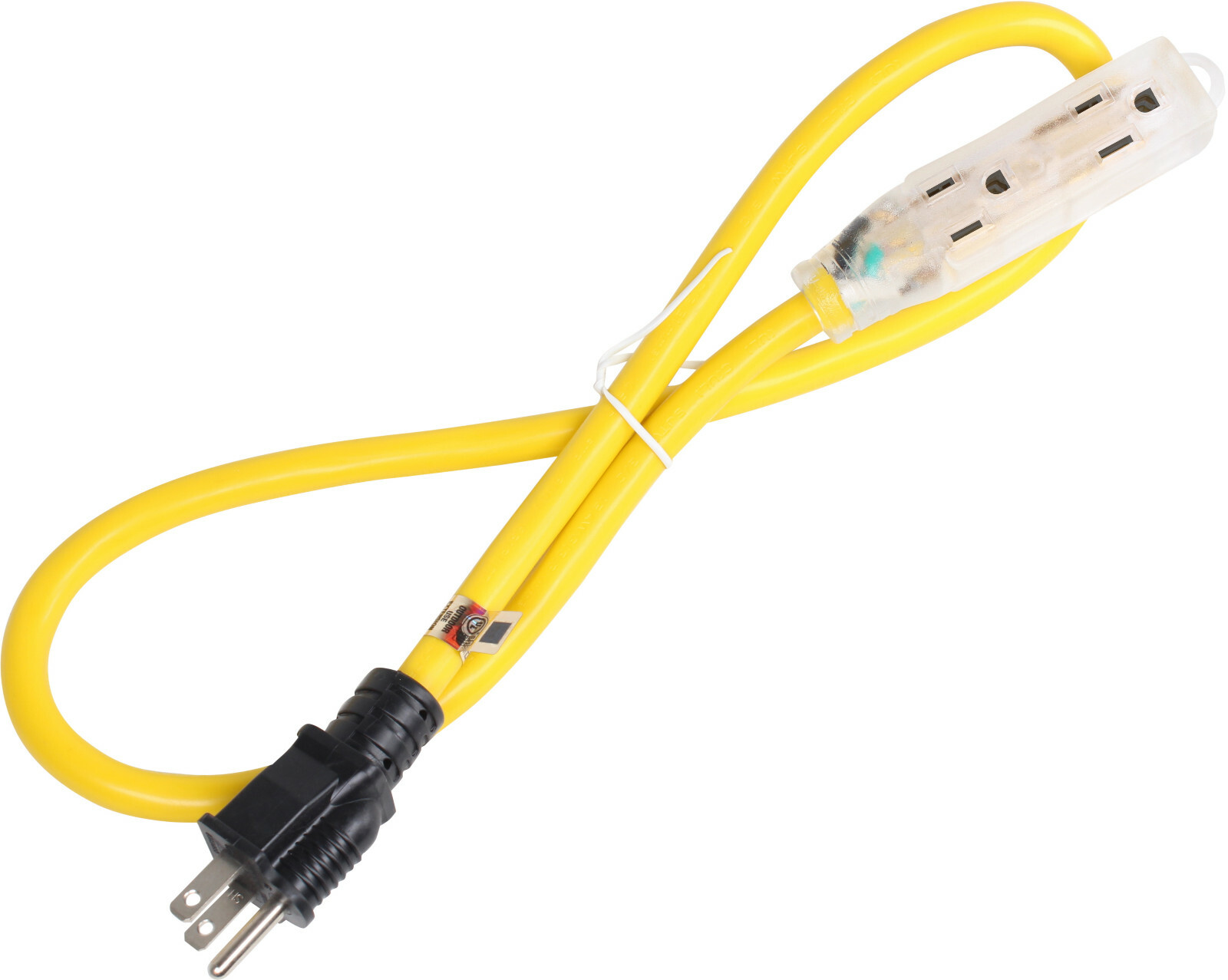 Lighted Outdoor Extension Cord 3ft 515P to 3 Way 515R Splitter 15 AMP 125 Volts