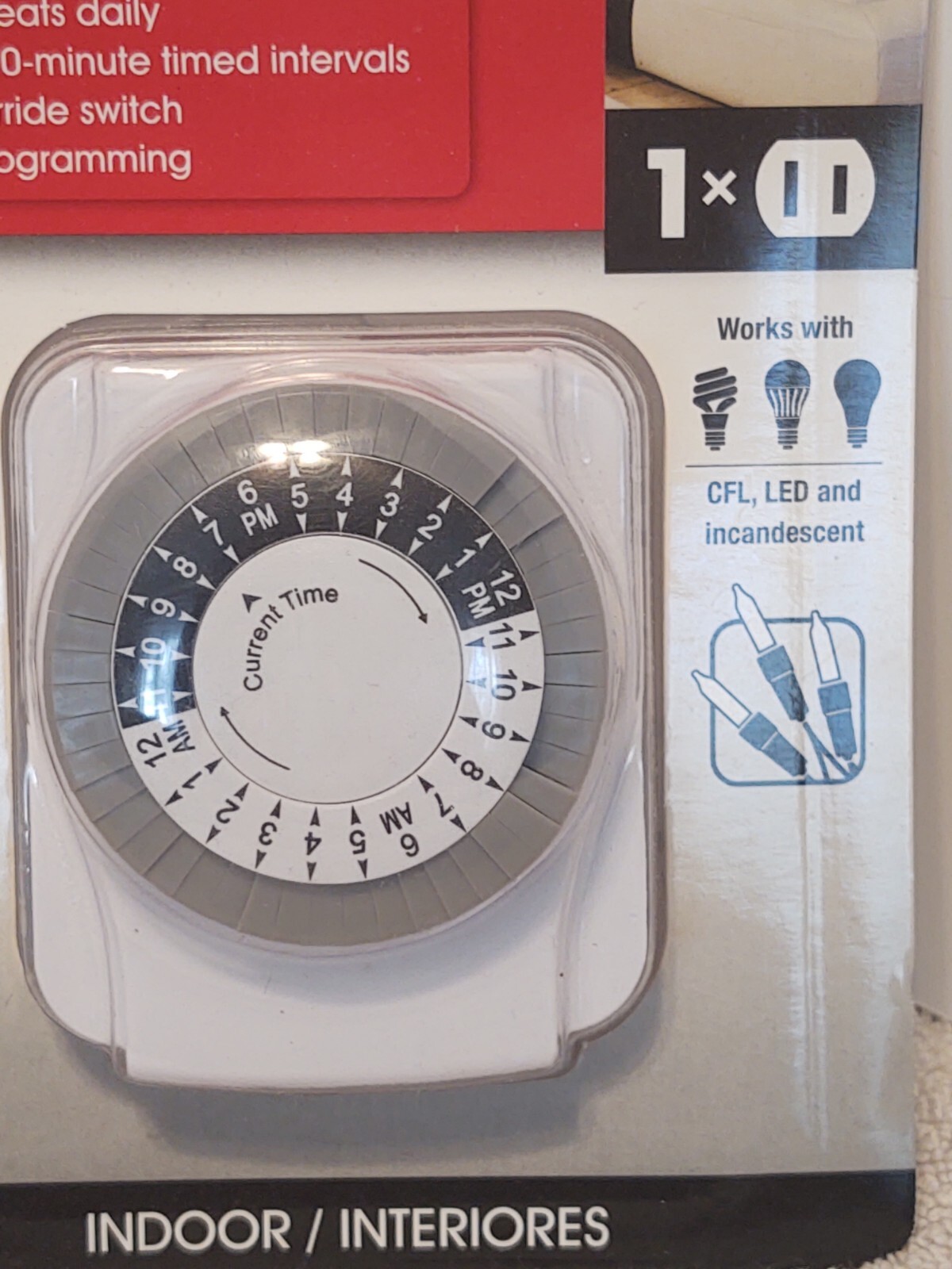 Prime 24-Hour Timer Indoor Energy Saving 1 outlet Easy to Use 125 volts New