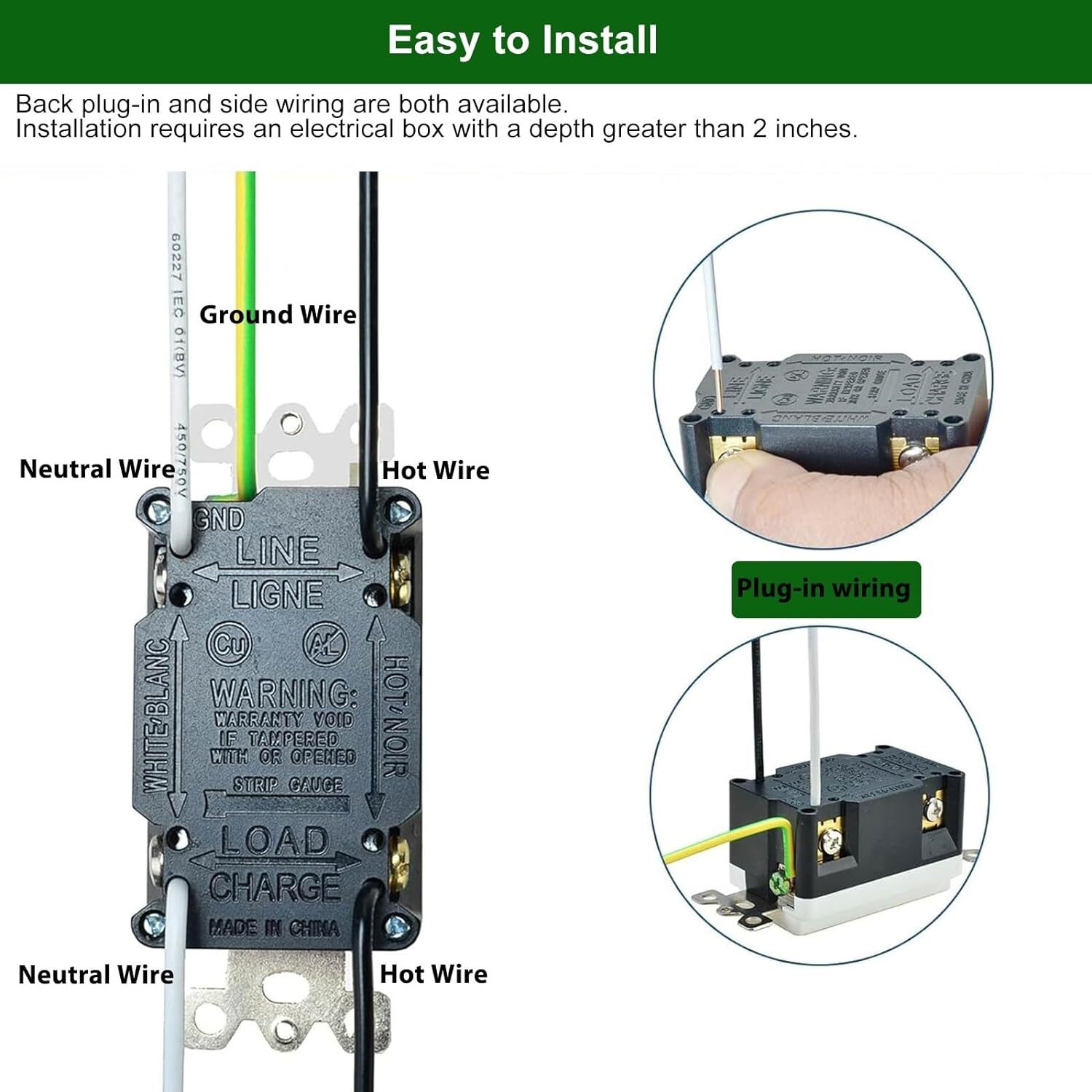 1 x Greencycle 20A Self Testing GFCI Outlet Hospital Grade,Residential Grade,ETL