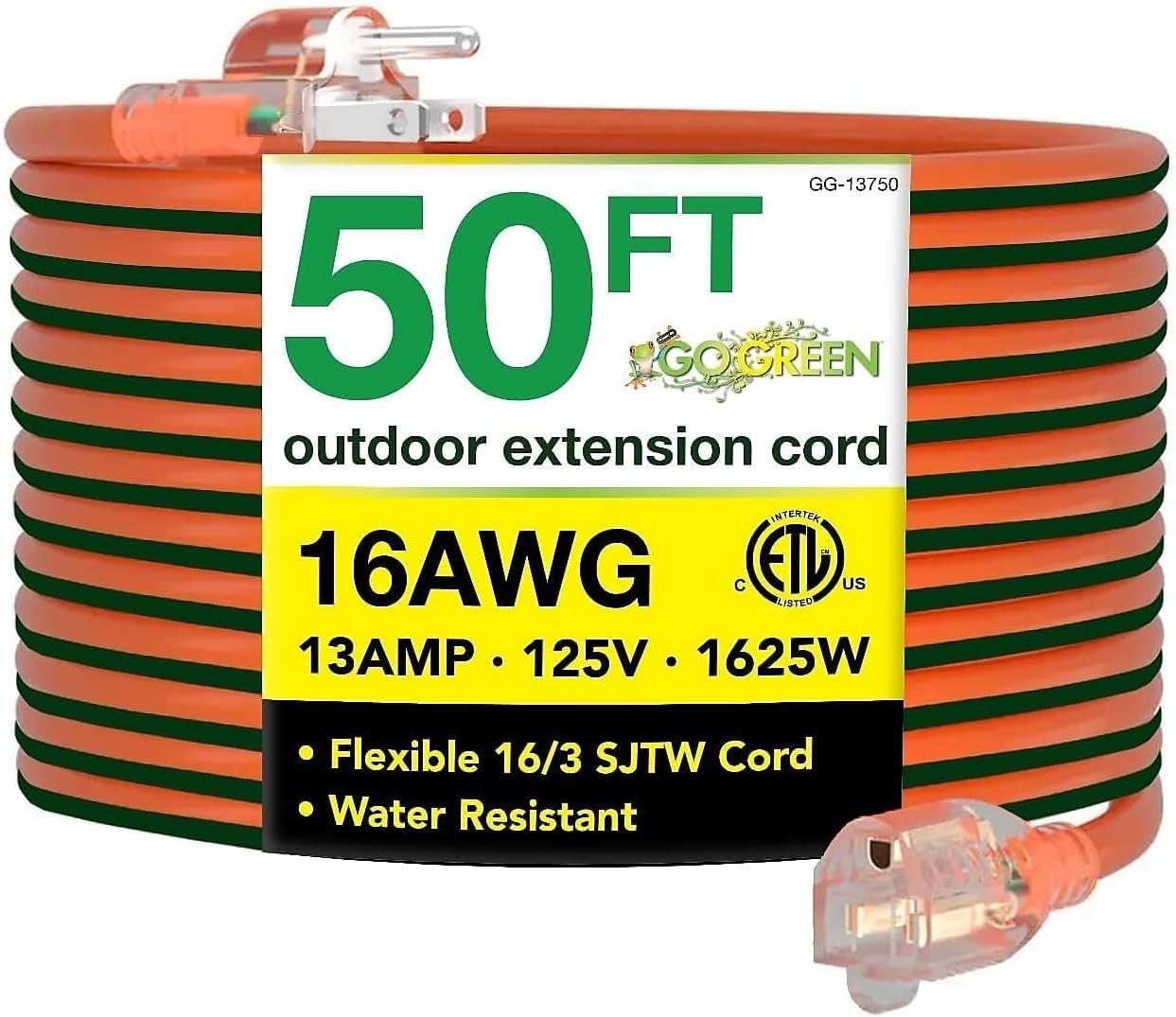 Outdoor Essential: Go Green 50-Foot Heavy-Duty Extension Cord with Lighted End