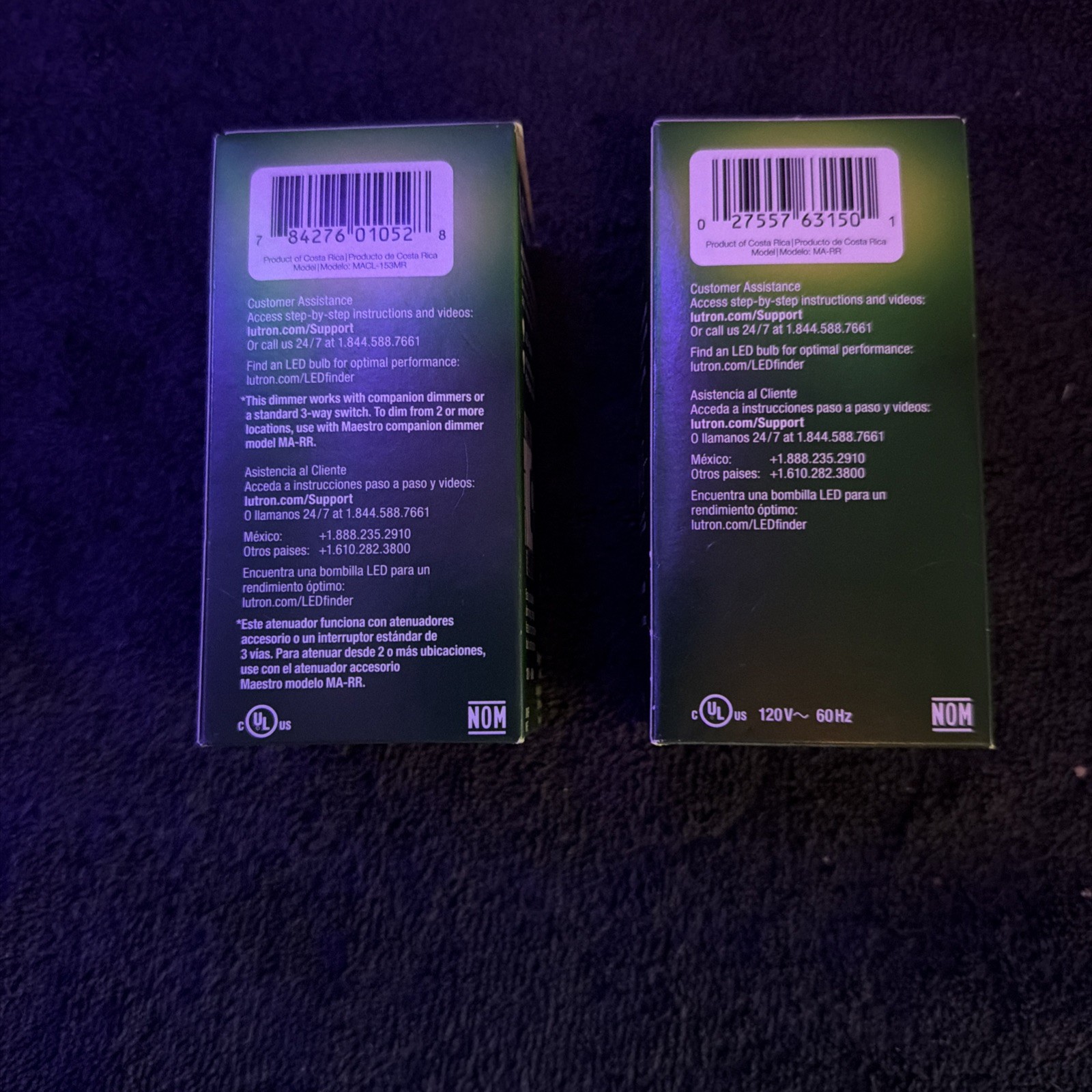 Lutron Maestro MACL-153M-WH Multi-Loc Dim+Companion 150W 120V LED Wh Switch set