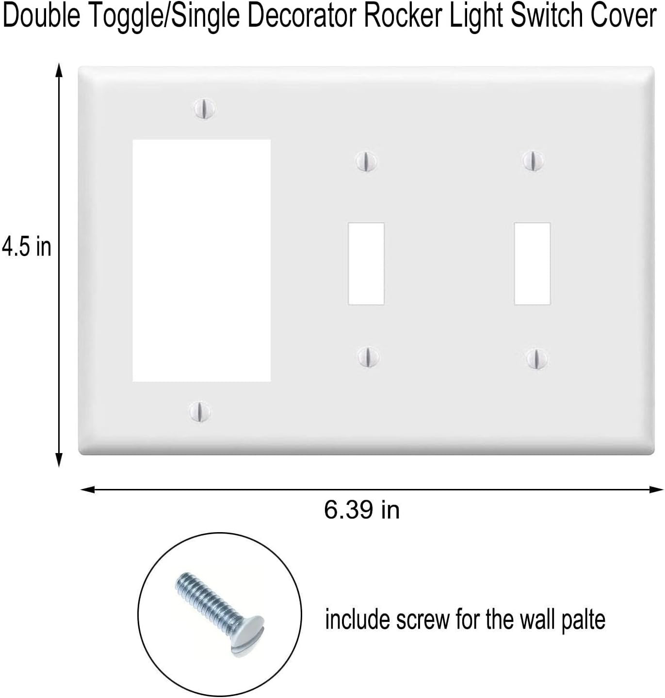 Combination Double Toggle/Single Decorator Rocker Outlet Light Switch Wall Plate