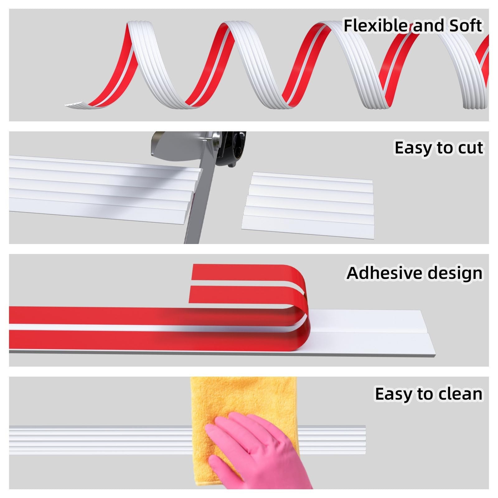 20FT Flexible Wall Corner Protector Trim – Self-Adhesive Peel & Stick Edge Guard
