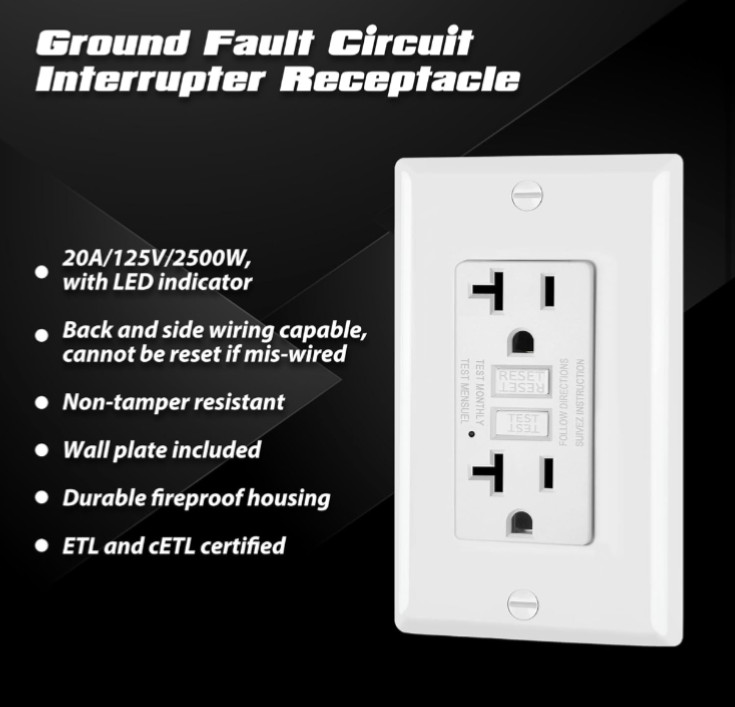 ELECTECK 30 Pack GFCI Outlets 20 Amp Non-Tamper Resistant Decor GFI Receptacles