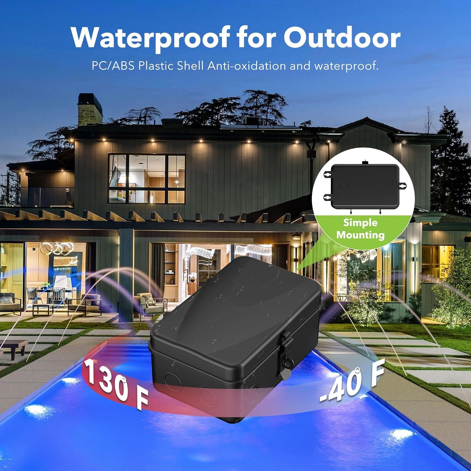 HBN 25ft Outdoor Remote Control String Lights RGBW 27 LED G40 Bulbs(2 Spare)