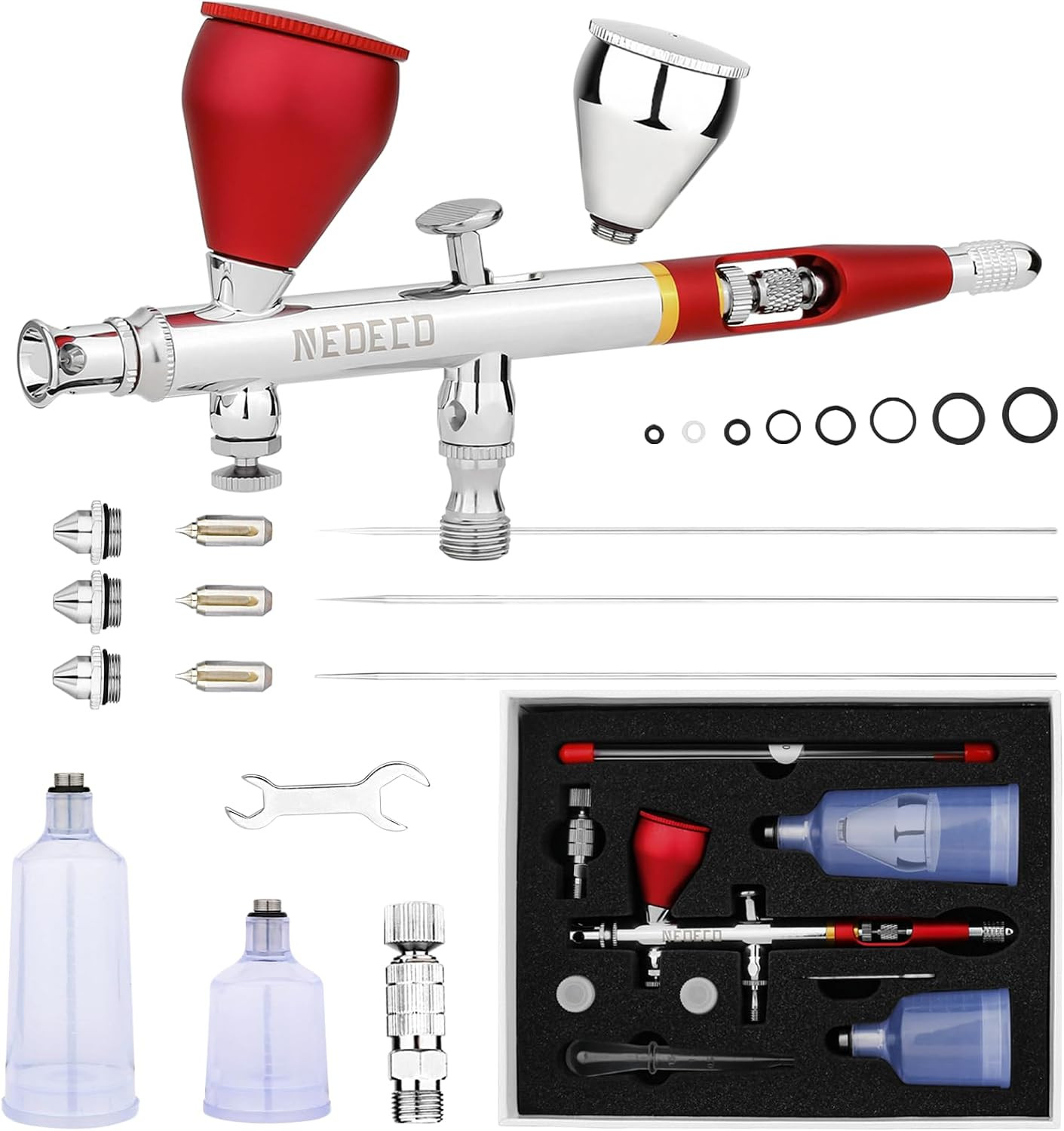 SJ83 Airbrush, Self-Centring Plug-In Nozzle，0.2, 0.3 & 0.5Mm Nozzle Sets and 1/3