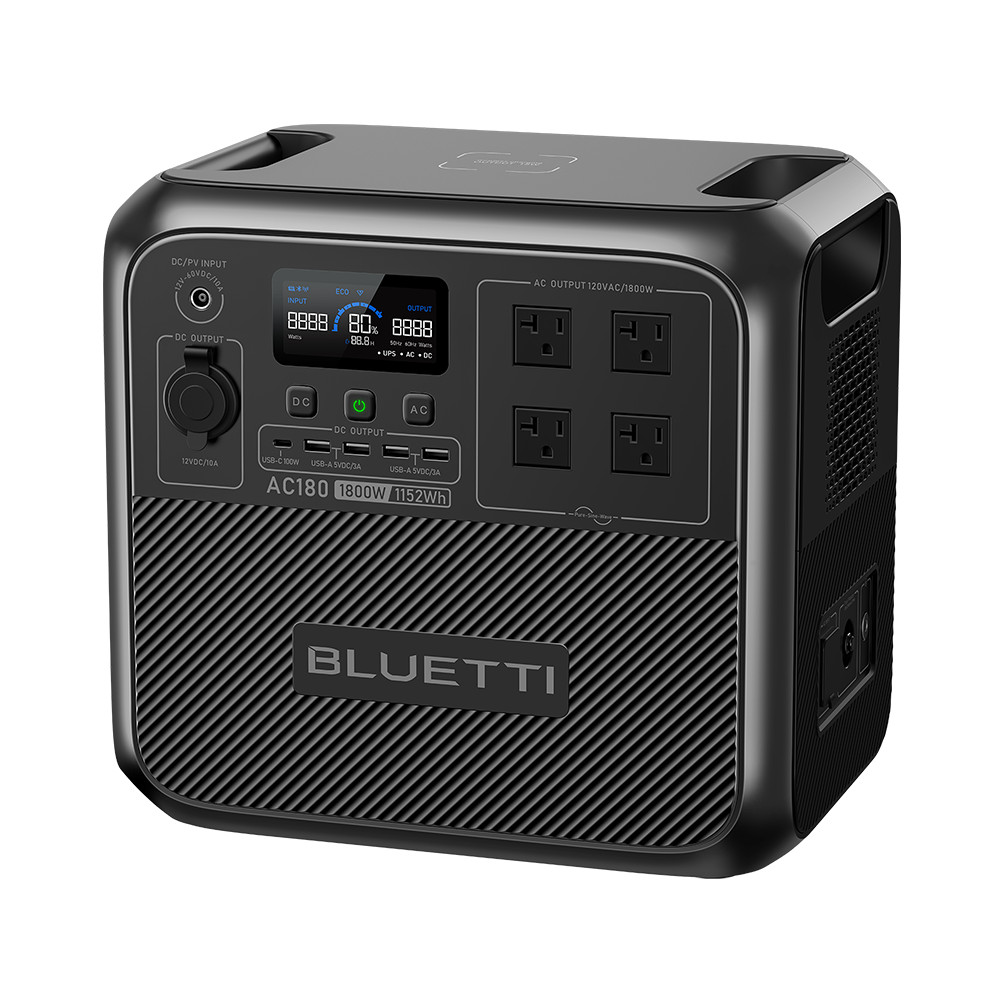 BLUETTI AC180 1800W 1152Wh Power Station Solar Generator For Power Outage/Backup