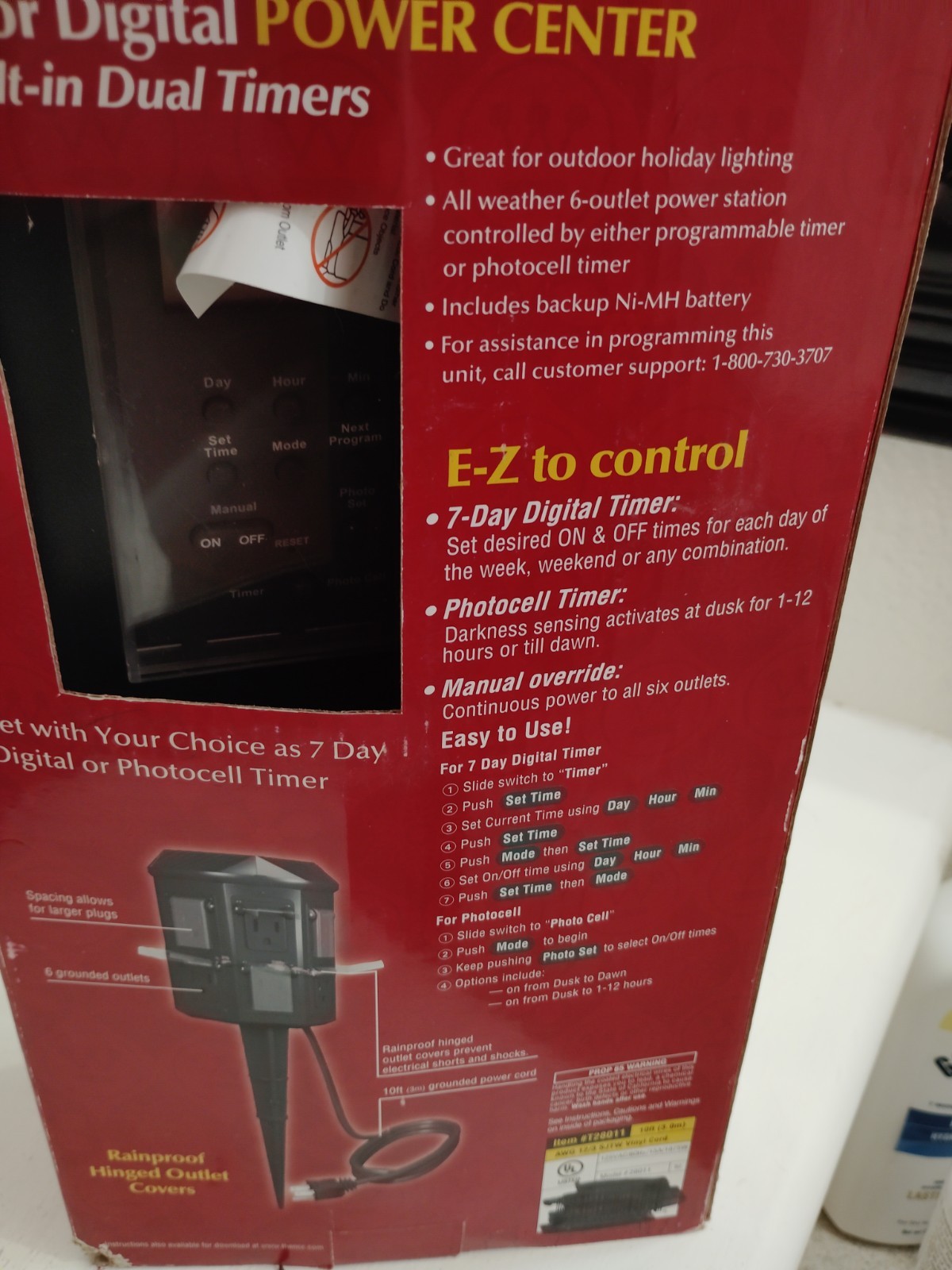 Westinghouse Outdoor Digital Power Center 6 Outlet Timer Photocell Yard Stake 10