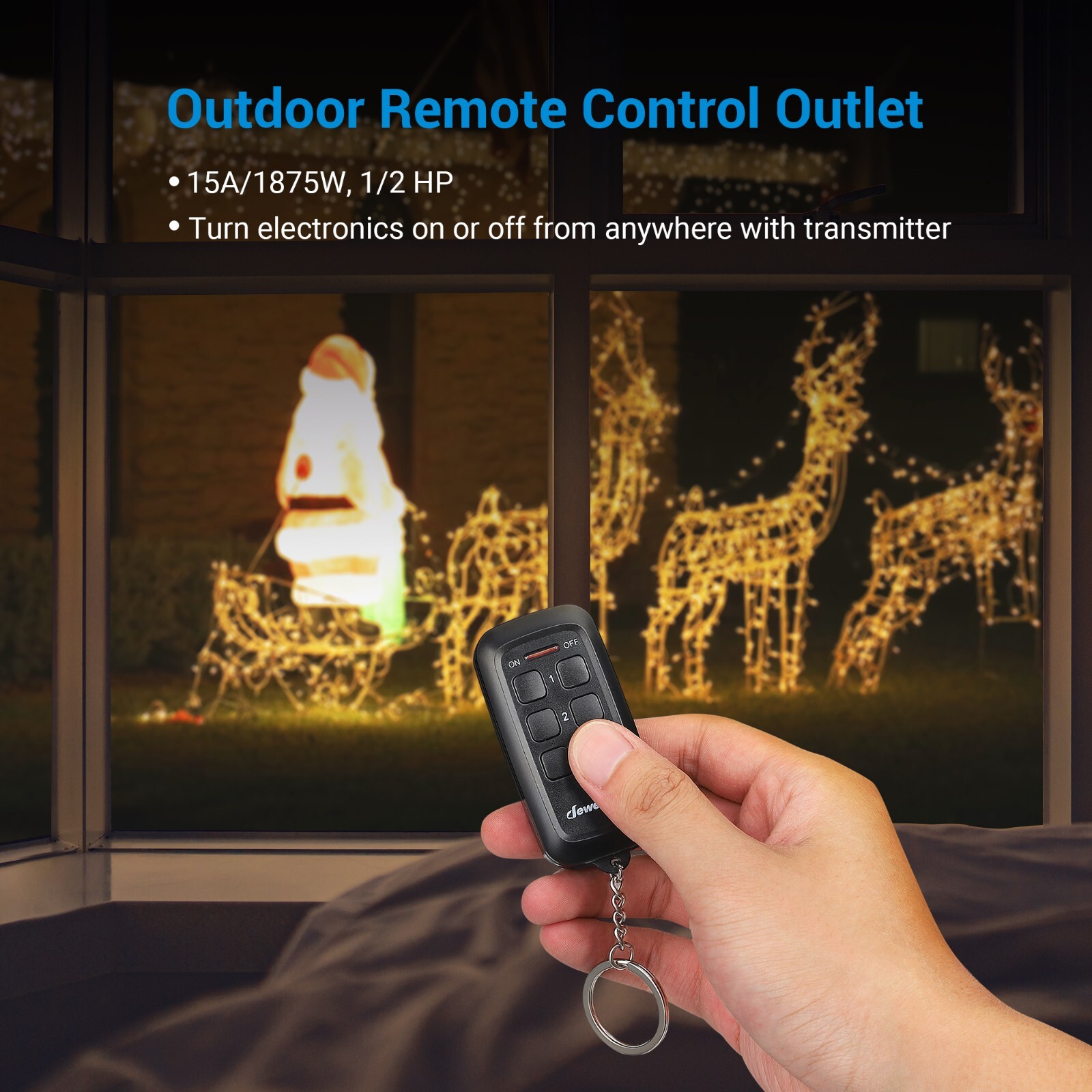 DEWENWILS Outdoor Indoor Wireless Remote Control Outlet Switch with 2 Remotes