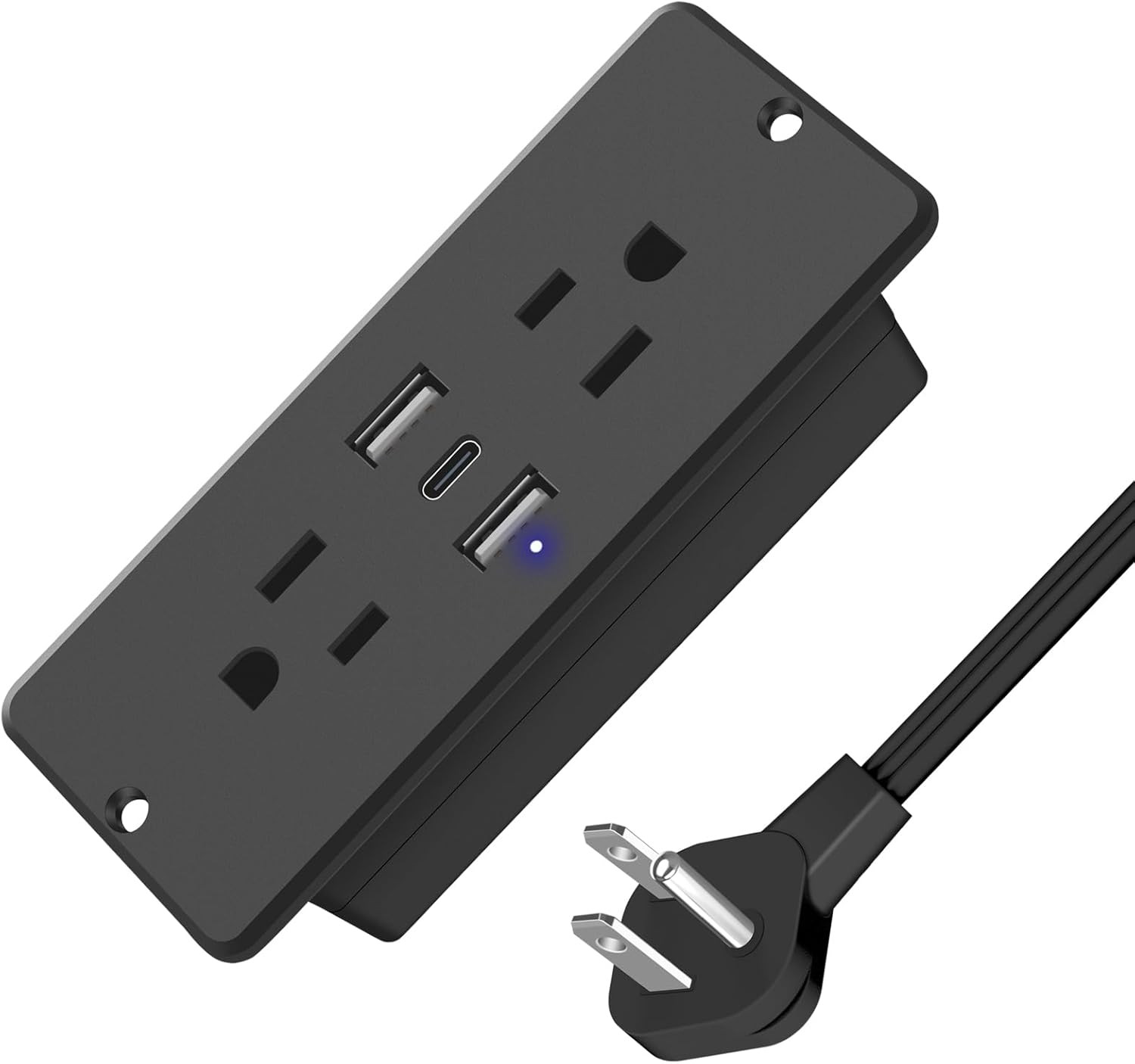 5 in 1 Recessed Power Strip Flat Plug, 20W Fast Charging Furniture Outlet with U