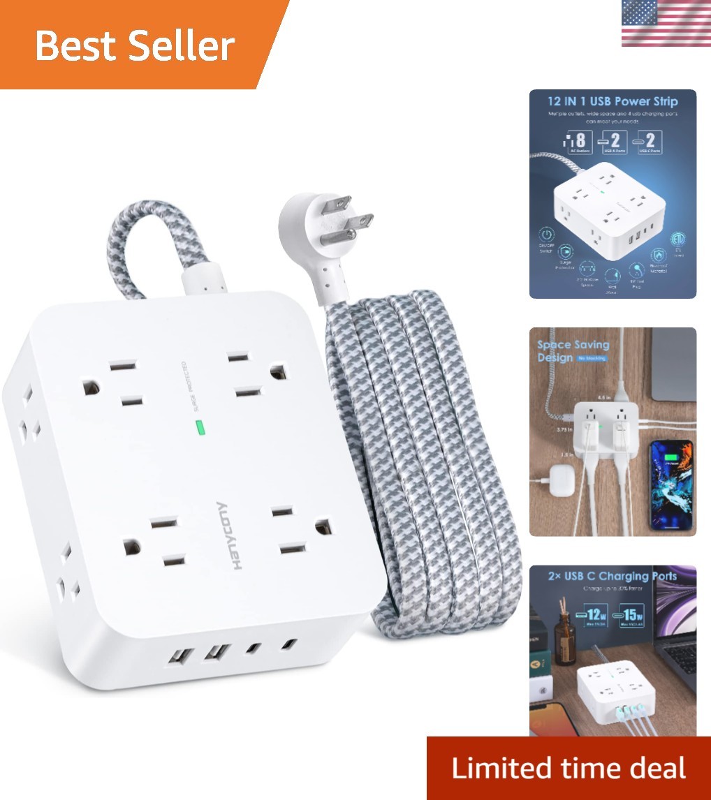 6Ft Surge Protector Power Strip USB C, 1080J, 8 Outlet Extender | Extension C…