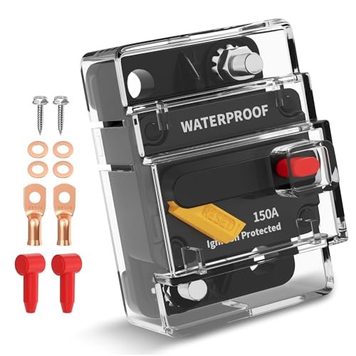 150 Amp Circuit Breaker with Manual Reset, Waterproof DC 12V-48V Breaker for