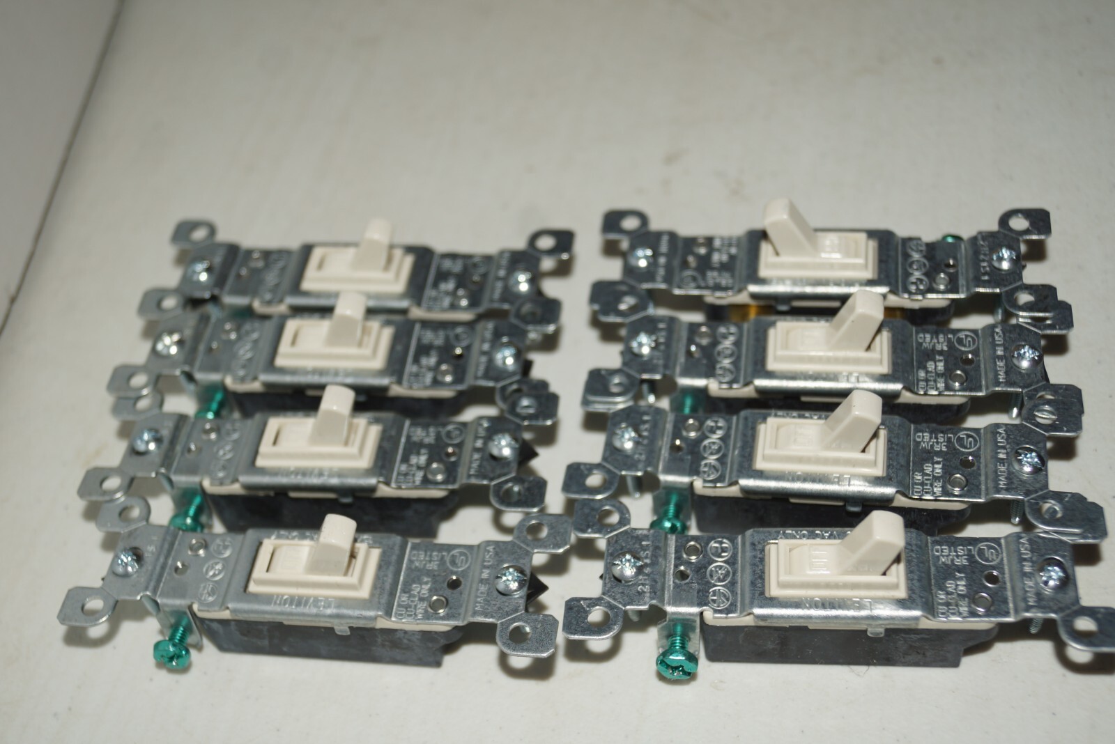 Lot Of 8 Leviton 1451-2WM White 15A-120V AC/CA Light Switches