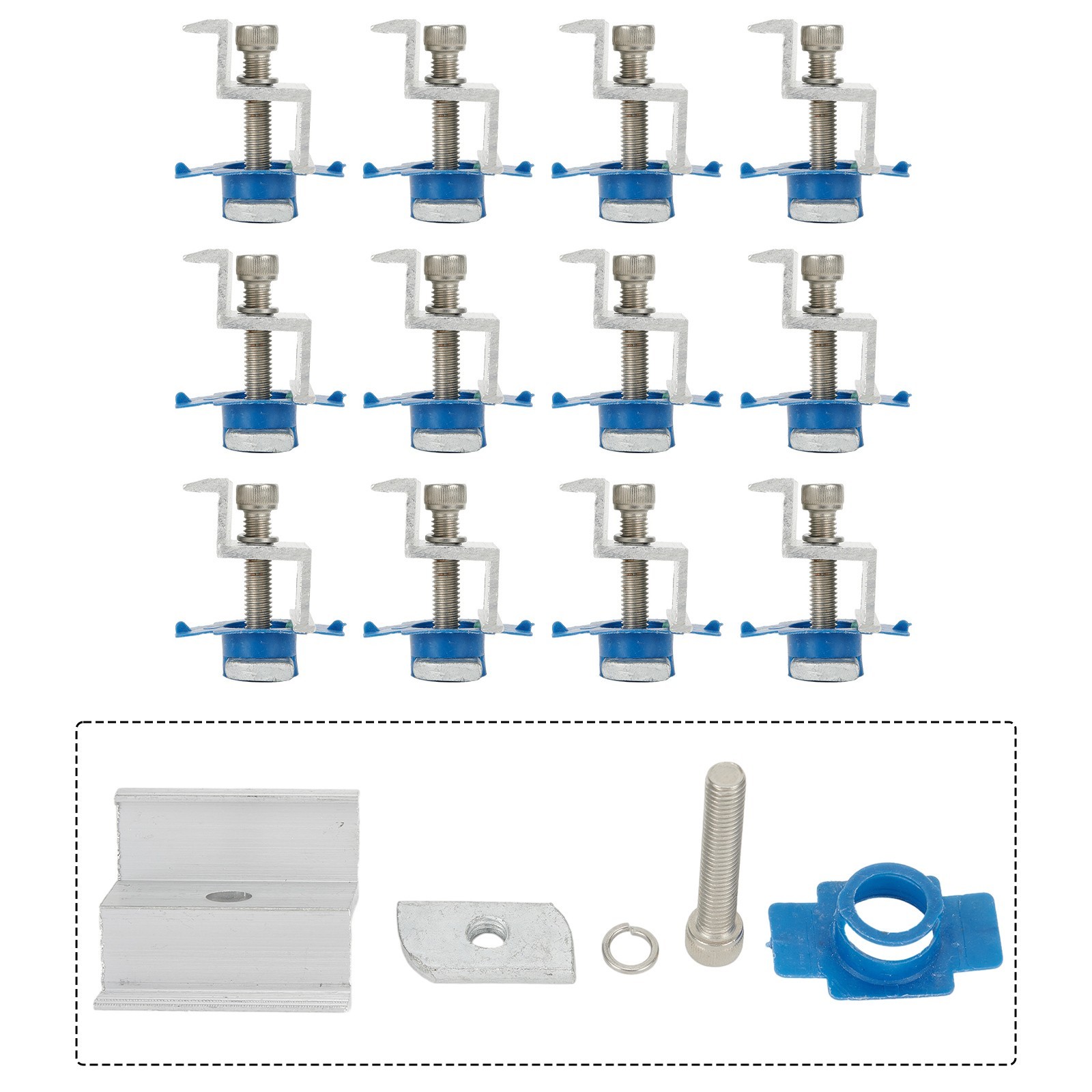 Bracket Solar Panel 12Pcs Aluminium Alloy Clamps Fixture For Mounting Rail