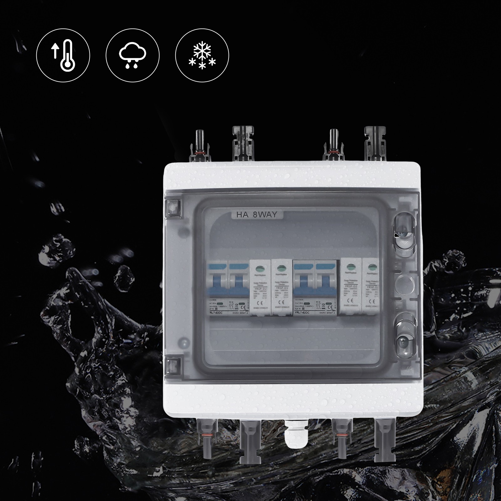 1000V 40A Solar PV Combiner Box 2 in 1 out 2 String Wasserdicht Kunststoff