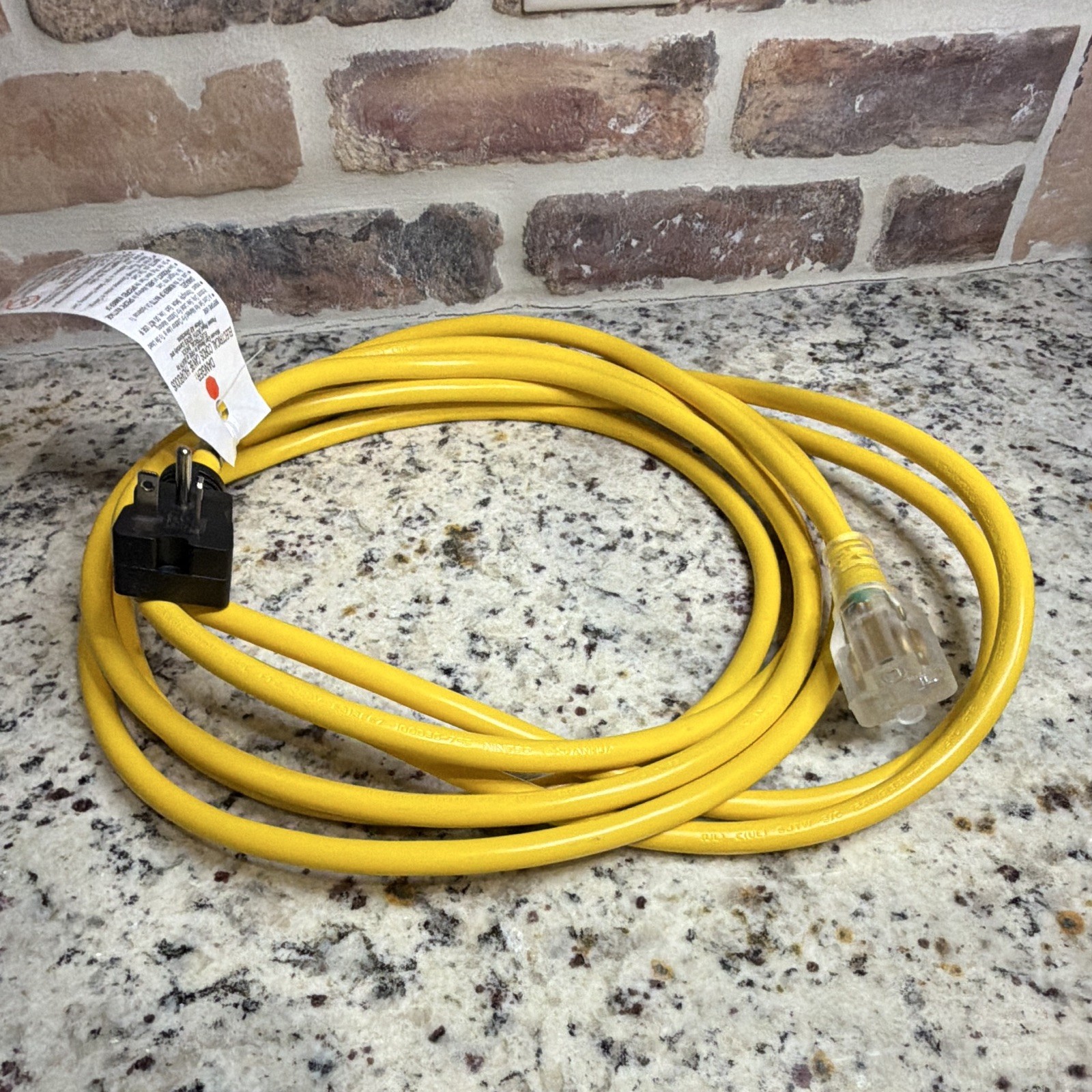 20FT 12AWG 250V 20A Yellow Extension Cord Indoor/Outdoor