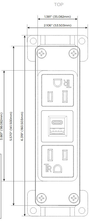 Metro Dual AC 120V Power Furniture Outlet Receptacle & USB-A & USB-C 3.0 Charger