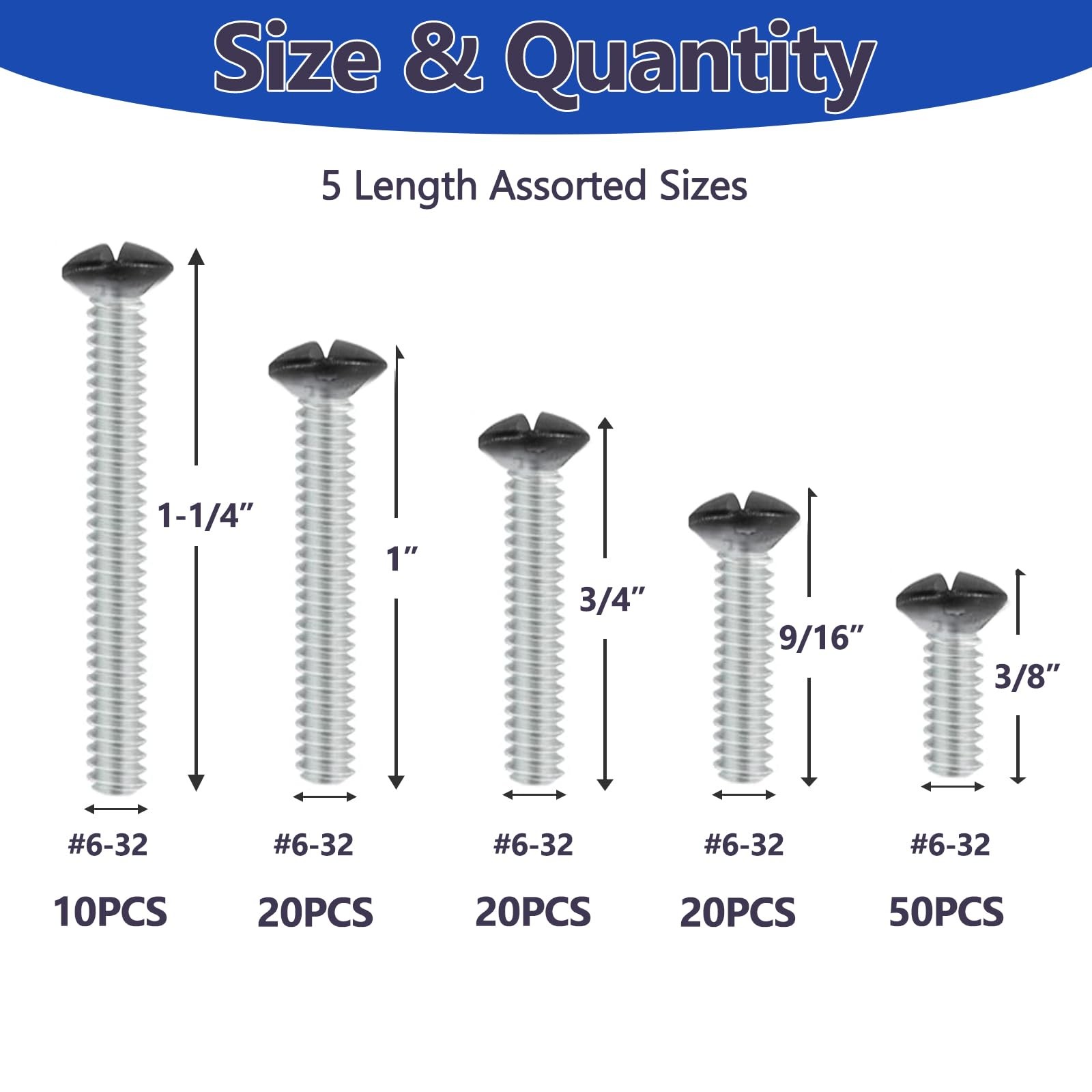 120 pcs Wall Plate Screws, Black Outlet Screws 6-32 Thread Light Electrical C…
