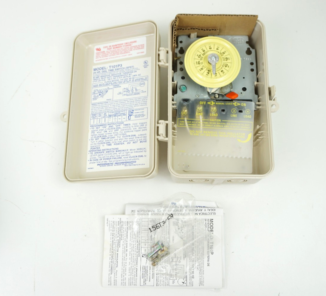 Intermatic Mechanical Time Switch Model T101P3 120V AC 60HZ SPST 40A