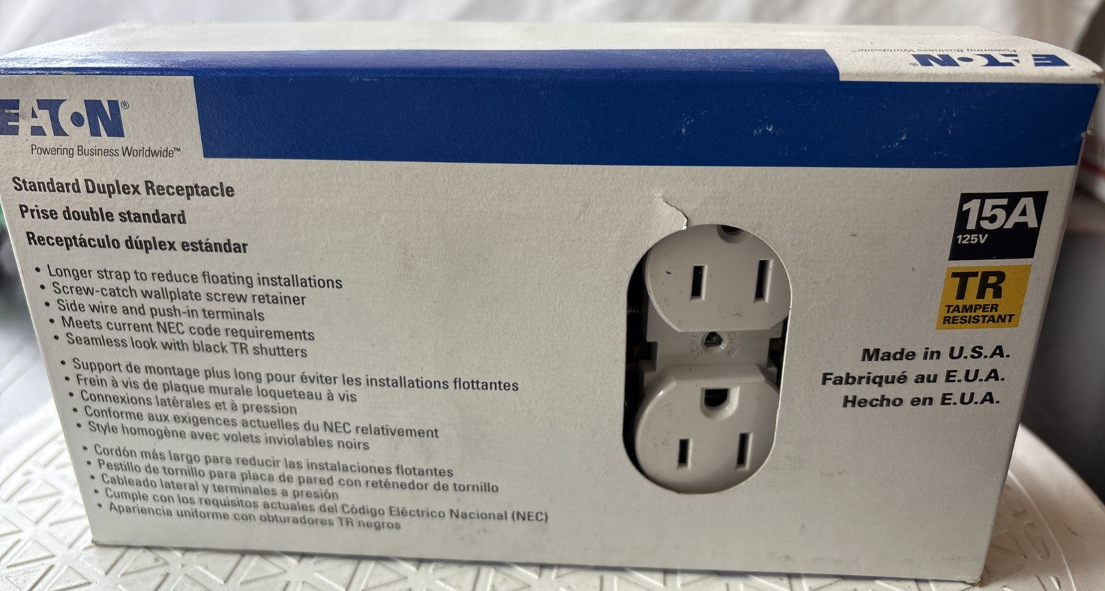 Eaton TR270W-10-LW 15A 125V Tamper-Resistant Duplex Receptacle White Set 10 (4A4