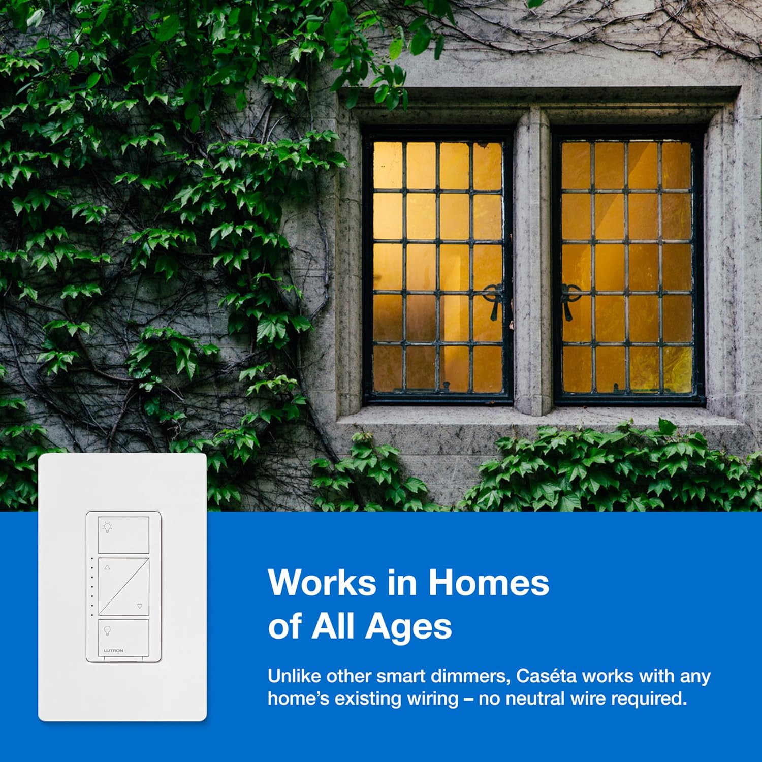 Caseta Original Smart Dimmer Switch ( Smart Hub Required), for LED Lights, 150 W
