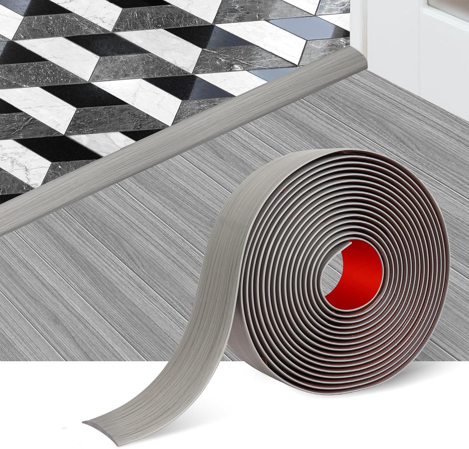 Durable Vinyl Flooring Transition Strip – Easy Install, 3.3Ft, Gray Wood Finish
