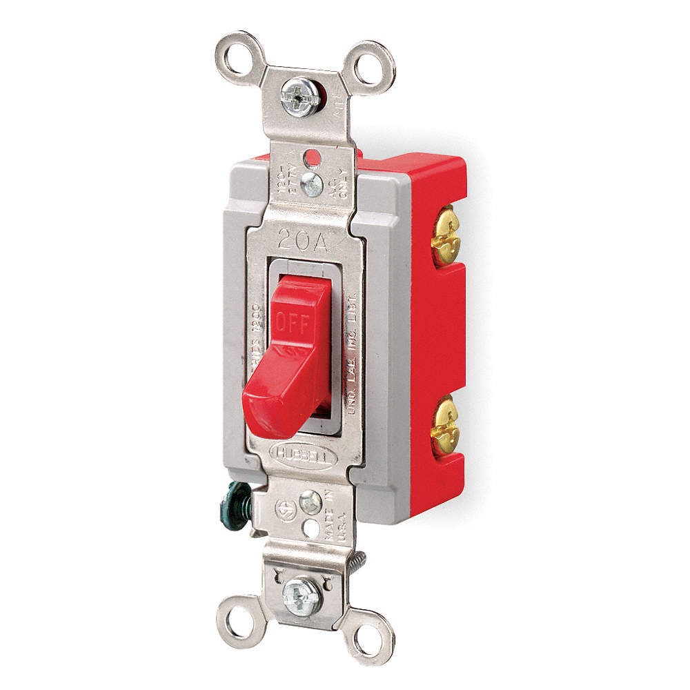 HUBBELL HBL1223R Wall Switch,Red,20 A;Back; Side,3-Way 3D365