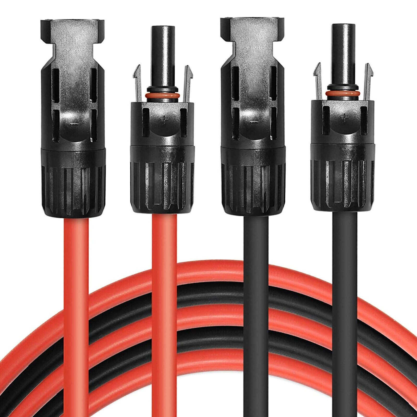 50ft Black + Red 10AWG Solar Panel Extension Cable Flexible Wire Connectors