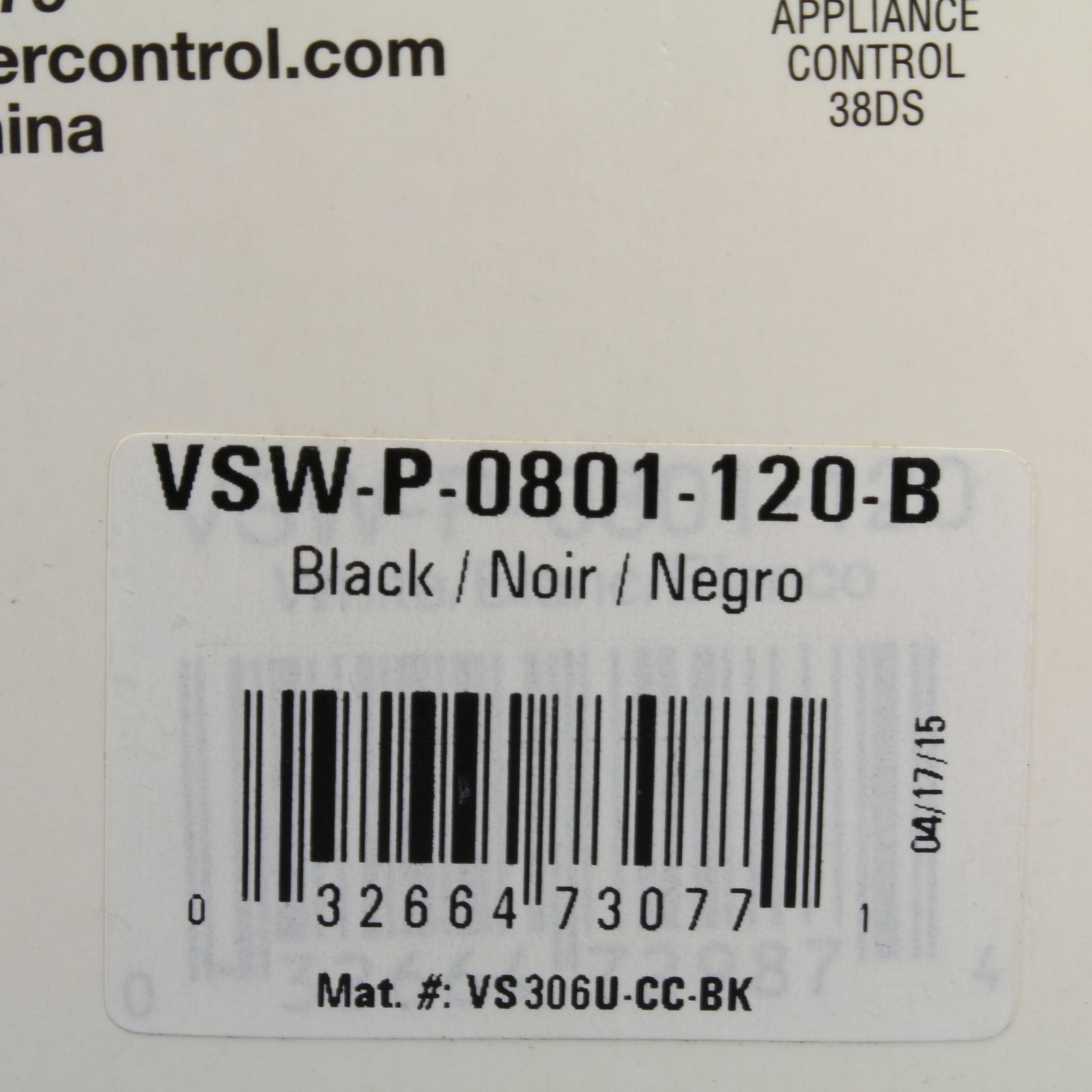 Cooper Black Manual Passive Infrared Vacancy Sensor 600W PIR VSW-P-0801-120-B