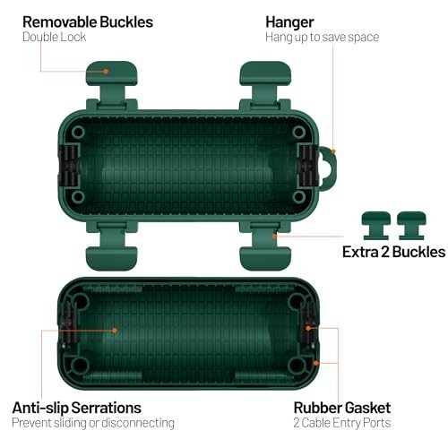 Extension Cord Cover Outdoor IP54 Water Resistant Power Cord Protector Green