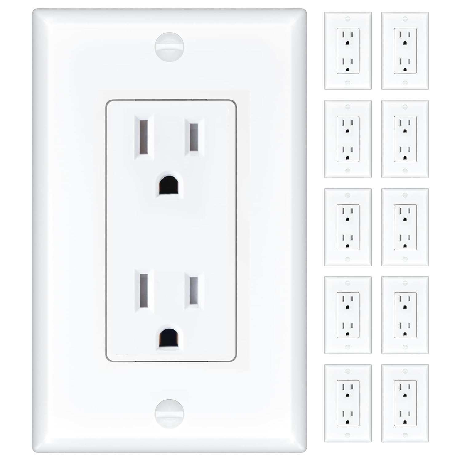 50 Pack Wall Outlet, 15 Amp Outlets, UL Listed, Tamper Resistant Standard Electr