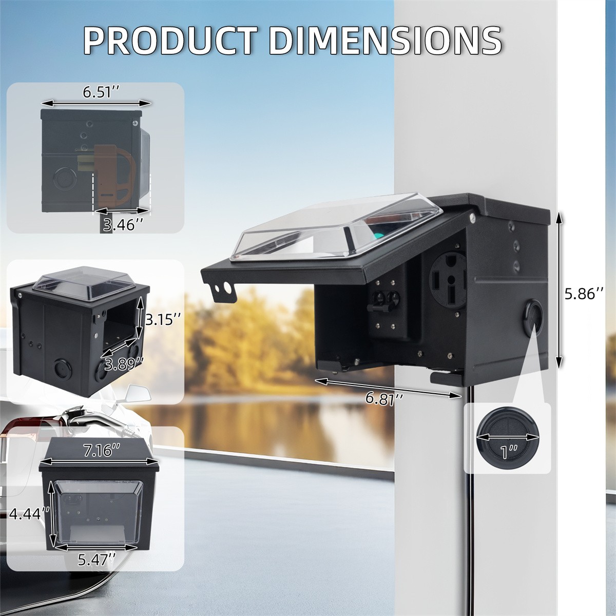 30/50A RV Power Outlet Box with Breaker 125V/250V NEMA 14-50R Weatherproof RV