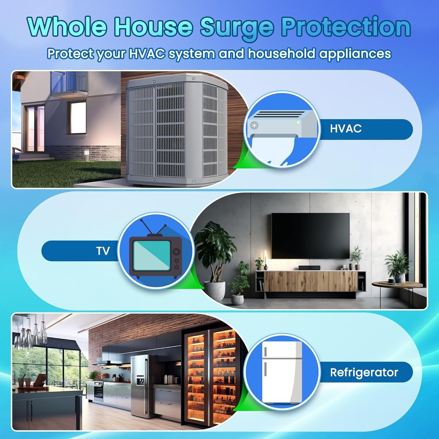 AG3000 HVAC Surge Protector 120/240V, Whole House SPD for AC & Heat Pumps