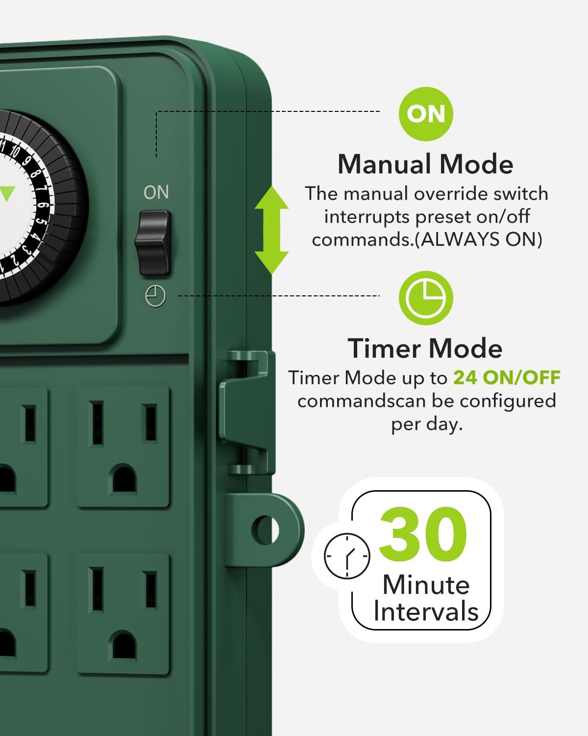 BN-LINK 24 Hour Outdoor Mechanical Timer 6 Outlets Garden Power Stake Waterproof