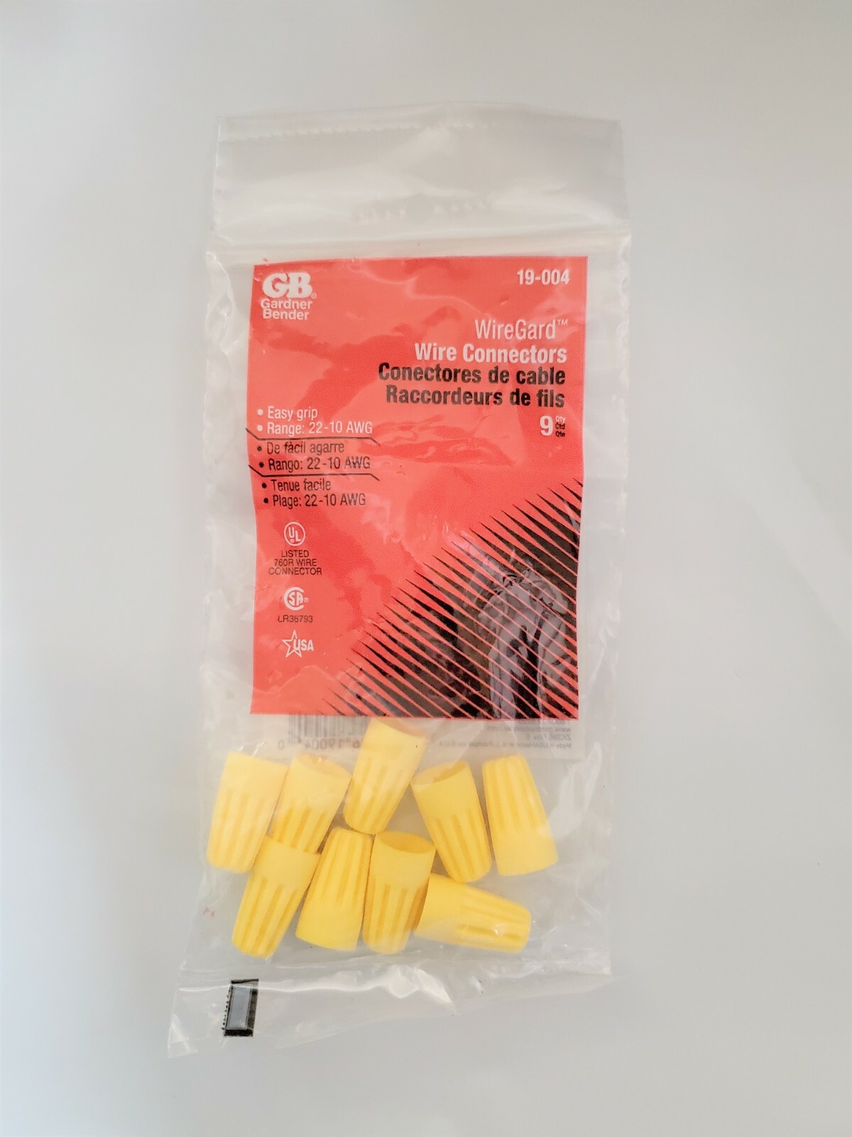Yellow Wire Connector 3,600ct Nuts 22-10 AWG, Regular/Non-Winged, Gardner Bender