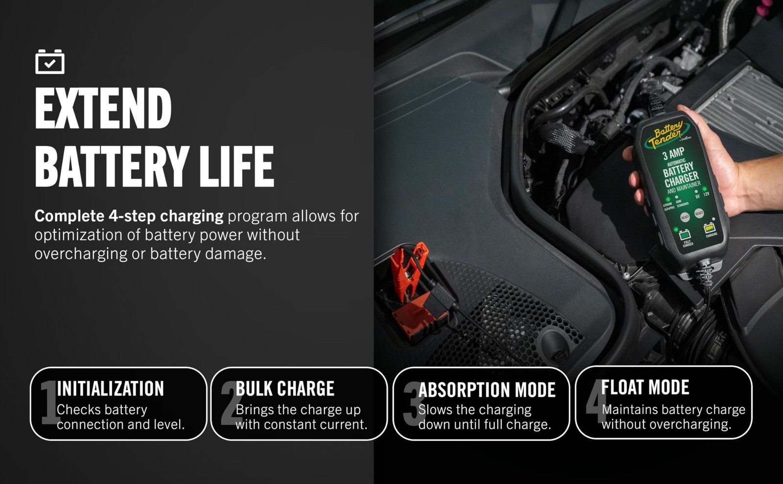 Battery Tender 3 AMP Battery Charger and Maintainer – Automotive Switchable 12V