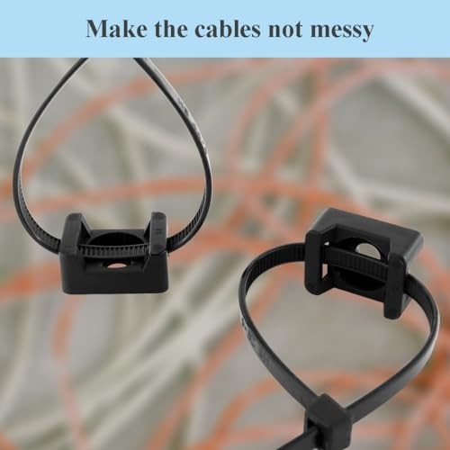 Saddle Type Cable Zip Tie Mounts Base Kit with Screw Hole, 6 Inch Strong