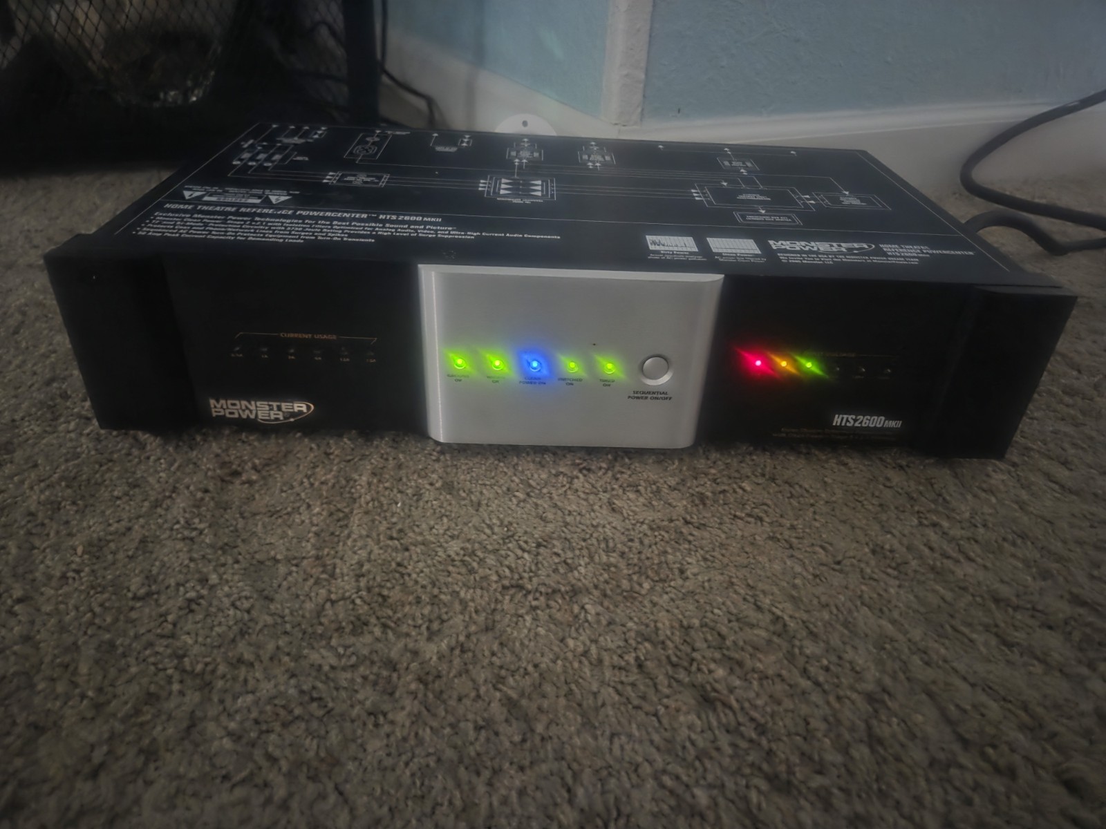 Monster Power HTS 2600 MKII Surge Protector Black/Silver – Nice Condition