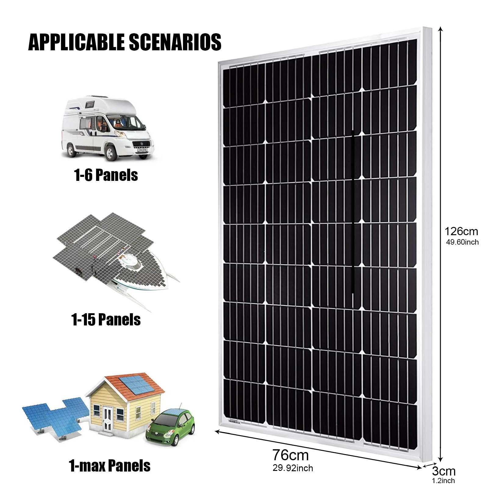1000W Solar Panel Kit High-Efficiency Charger Battery Off Grid Caravan RV Home