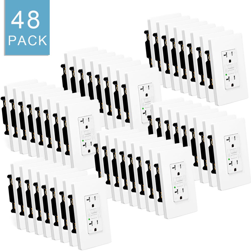 GFCI GFI Outlet 20 Amp Tamper Resistan Weatherproof Wall Receptacle Outdoor 48PK